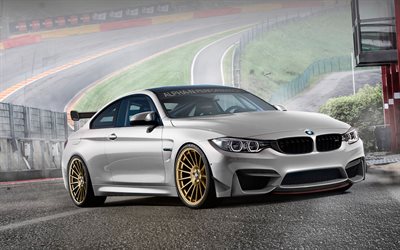 sportcars, 2016, BMW M4 Coupe, F82, ADV1, tuning, supercars, silver bmw
