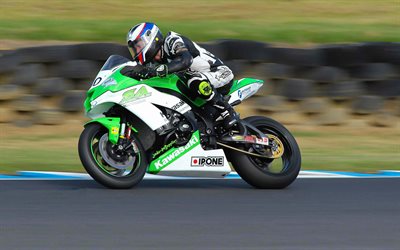 Ben Burke, racing motorcycle, raceway, ASBK, Kawasaki, 2016, movement
