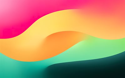 रंगीन अमूर्त तरंगें, 4k, रचनात्मक, अतिसूक्ष्मवाद, घटता, रंगीन पृष्ठभूमि, पंक्तियां, लहरों के साथ पृष्ठभूमि