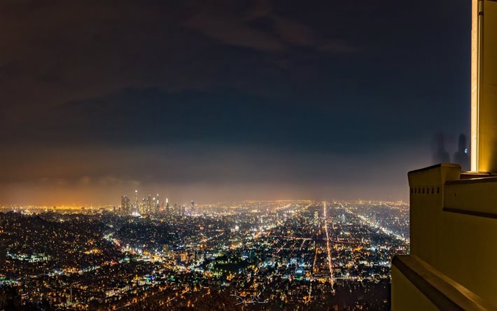 Los Angeles, gece, panorama, ABD, metropolis, Kaliforniya, Amerika