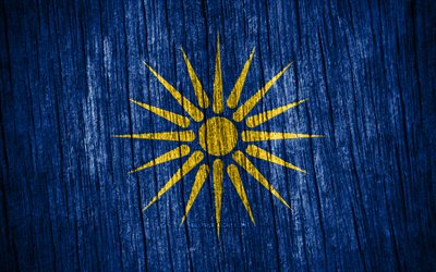 4k, bandiera della macedonia, giorno della macedonia, regioni greche, bandiere di struttura in legno, regioni della grecia, macedonia, grecia
