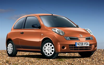 nissan micra, voitures compactes, voitures 2008, uk-spec, k12c, orange nissan micra, 2008 nissan micra, voitures japonaises, nissan