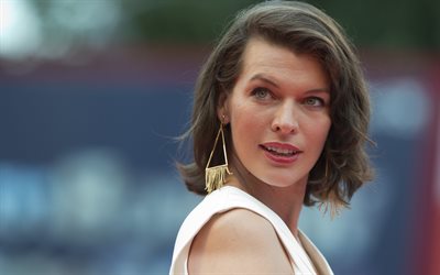 Milla Jovovich, portrait, photoshoot, white dress, American actress, Hollywood star, popular actresses