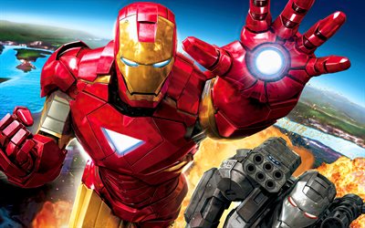 iron man, war machine, 4k, arte 3d, supereroi, marvel comics, 3d iron man, 3d war machine, creative, iron man 4k, ironman, iron man e war machine