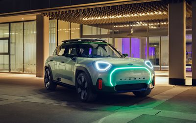 2022, Mini Concept Aceman EV, front view, exterior, electric cars, electric Mini, white Mini Aceman, British cars, Mini