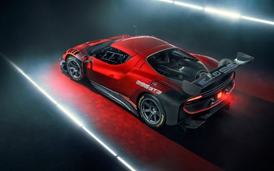 4k, Ferrari 296 GT3, back view, supercars, 2022 cars, F171, headlights, 2022 Ferrari 296 GT3, hypercars, italian cars, Ferrari