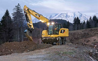 Cat M312F, wheel excavator, construction machinery, Cat excavator, road construction, excavators, Caterpillar