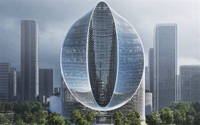 O-Tower, skyscraper, Hangzhou, China, OPPO headquarters, Hangzhou skyscrapers, OPPO, modern architecture, modern buildings