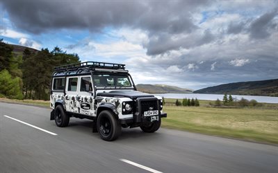 2023, Land Rover Defender Works V8 Trophy II, front view, exterior, camo, new Land Rover Defender, British cars, SUV, Land Rover