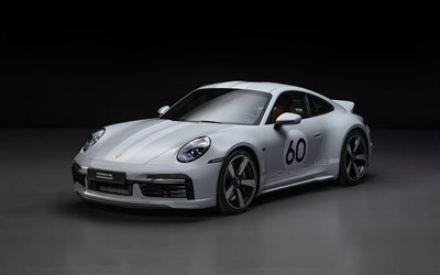 2023, porsche 911 sport classic, 4k, vista de frente, gris coupé deportivo, exterior, porsche 911 turbo tuning, coches deportivos alemanes, gris porsche 911, porsche tuning