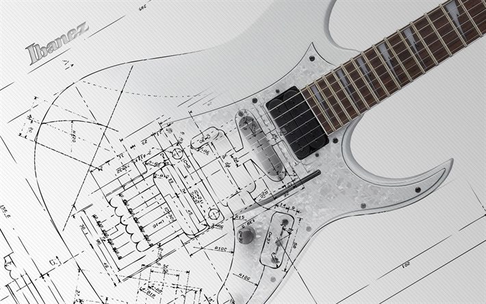 electric guitar, drawing, scheme, drawing guitar