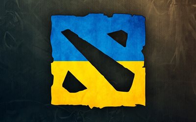 le drapeau de l'ukraine, dota 2, le logo, le drapeau ukrainien, le jaune et le bleu du drapeau