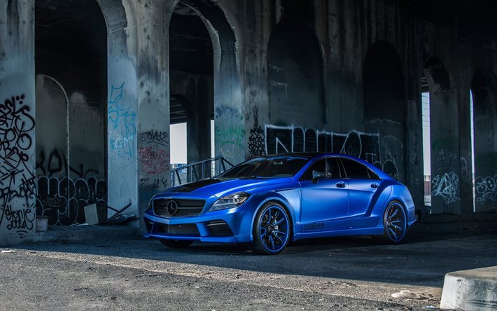 mercedes, tuning, blue color