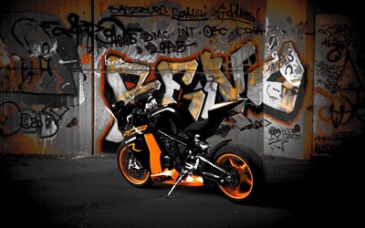 rc8 р, ktm, sport bike, graffiti