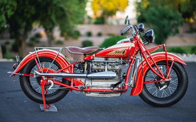 chopper, indien 1939, moto rouge, rétro motos