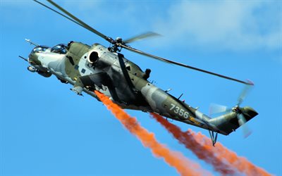 combat helicopter, mi-24, rear, helicopters