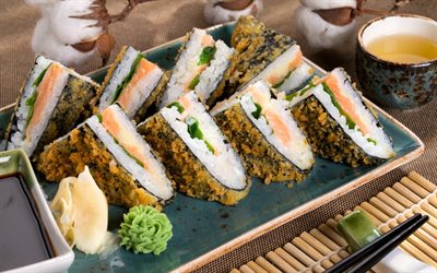ris, sushi, wasabi, japansk mat, ingefära