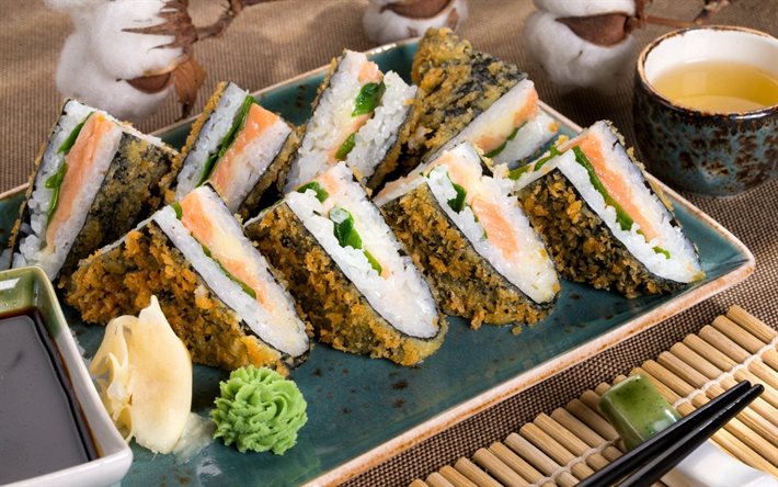 arroz, sushi, wasabi, la cocina japonesa, el jengibre