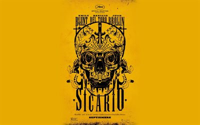 filmen, 2015, sicario, legosoldat, affisch, logotyp