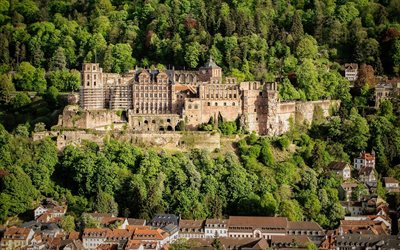 el castillo de heidelberg, alemania, la arquitectura del renacimiento, la arquitectura gótica, heidelberg
