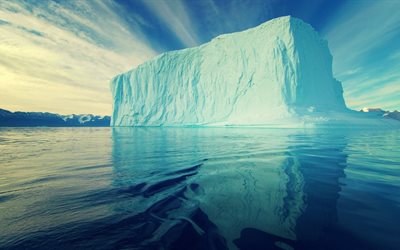the ocean, a block of ice, iceberg, ice