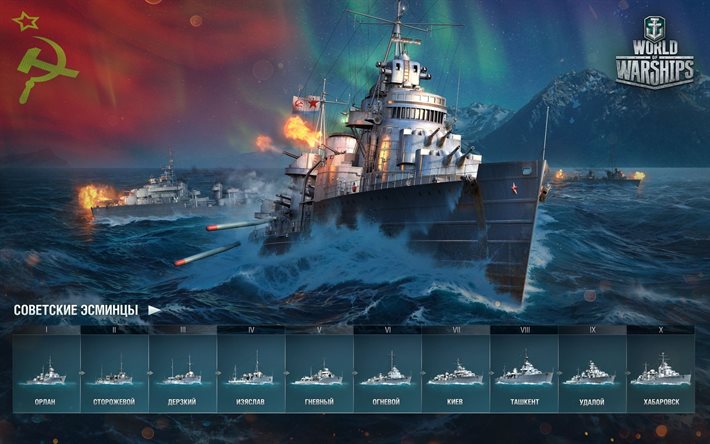 mundo dos navios de guerra, destruidores soviéticos