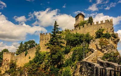 blue sky, san marino, the fortress, castle, the sights of europe