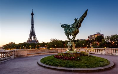 أ-الحكم الجسر, فرنسا, باريس, مناطق الجذب السياحي, pont de bir-hakeim, برج إيفل