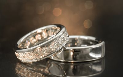 decoración, joyas, hermosos anillos, anillos de boda, adorno
