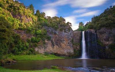 सुंदर झरना, hunua गिर जाता है, हनोई रेंजरों, न्यूजीलैंड