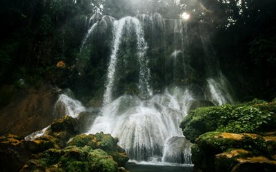 cuba, water, the spray of water, freshness, waterfall, cienfuegos