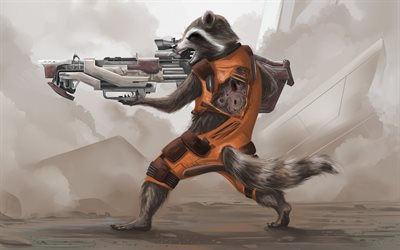 guardians of the galaxy, raccoon, rocket launcher