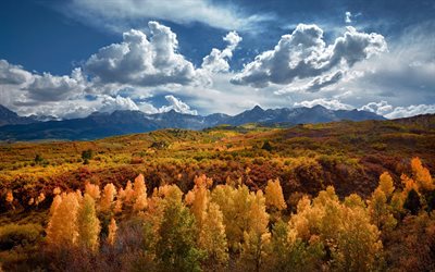 les montagnes, les etats-unis, la forêt, l'état, l'automne, colorado