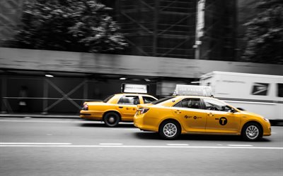 タクシー, ニューヨーク, 米国, 黄色のタクシー, 化粧台