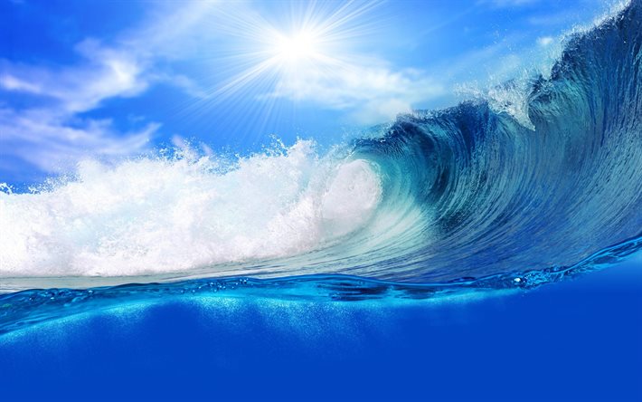 o oceano, onda grande, ondas do mar, debaixo d água