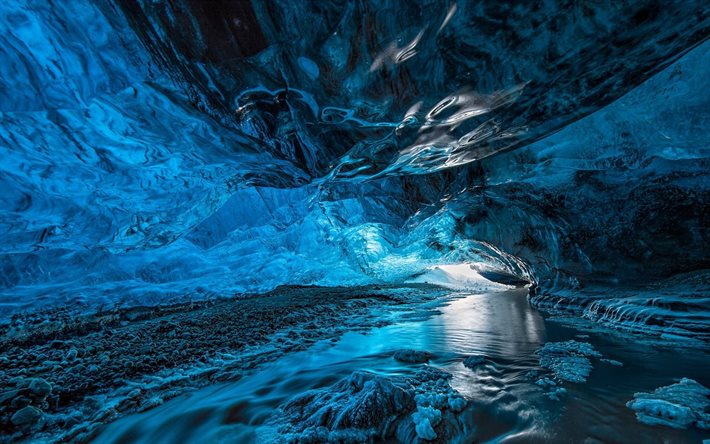 川, 氷の洞窟, 氷, 永遠の氷
