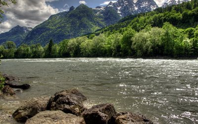 dağ, nehir, Avusturya, Alpler, dağlar, nehir fotoğrafları