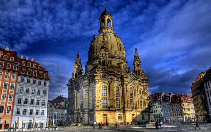 frauenkirche de dresde, l'église, l'allemagne, l'architecture baroque