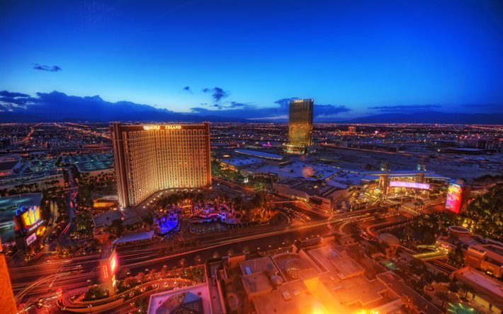 Las Vegas, Amerika, panorama, akşam, şehir, Nevada, ABD