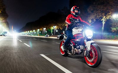 Ducati Monster 797, en 2017, de vélos, de nuit, coureur, Ducati