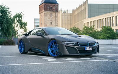 BMW i8, 2016, GSC, tuning, supercars, gray bmw