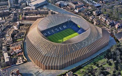 Stamford Bridge, renovation project, aerial view, English football stadium, Chelsea FC Stadium, new Stamford Bridge, London, England, football