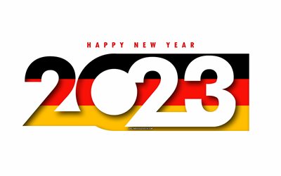 bonne année 2023 allemagne, fond blanc, allemagne, art minimal, concepts allemagne 2023, allemagne 2023, 2023 contexte de l'allemagne, 2023 bonne année allemagne