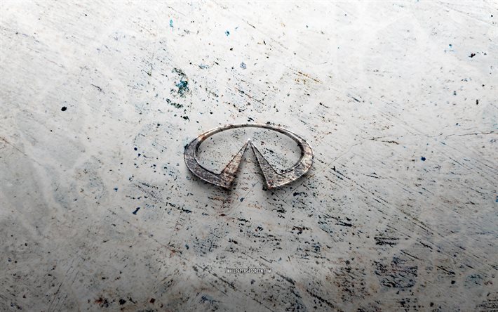 logotipo de piedra de infiniti, 4k, fondo de piedra, logotipo 3d de infiniti, marcas de autos, creativo, logotipo de infiniti, arte grunge, infiniti