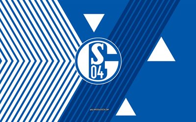 FC Schalke 04 logo, 4k, German football team, blue white lines background, FC Schalke 04, Bundesliga, Germany, line art, FC Schalke 04 emblem, football, Schalke