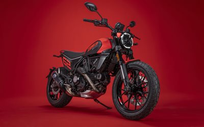 2023, Ducati Scrambler Full Throttle, 4k, front view, exterior, red black Ducati Scrambler, italian motorcycles, Ducati