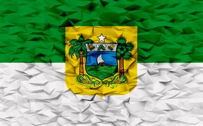 bandera de río grande del norte, 4k, estados de brasil, fondo de polígono 3d, textura de polígono 3d, día de rio grande do norte, 3d rio grande do norte bandera, símbolos nacionales brasileños, arte 3d, río grande del norte, brasil