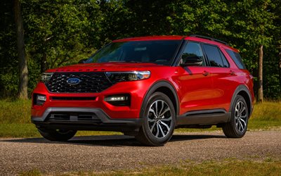 2023, Ford Explorer ST-Line, SUV, front view, exterior, red Ford Explorer, new Explorer 2023, american cars, Ford