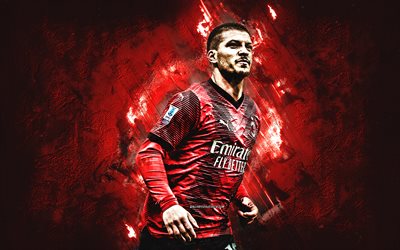 Luka Jovic, AC Milan, Serbian football player, red stone background, Serie A, Italy, football
