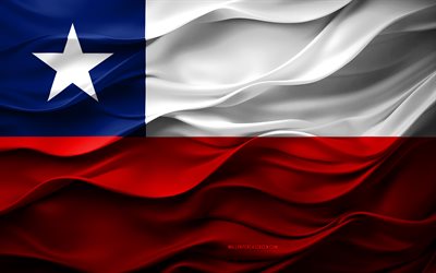4k, bandera de chile, países de américa del sur, bandera de chile 3d, sudamerica, textura 3d, día de chile, símbolos nacionales, arte 3d, chile